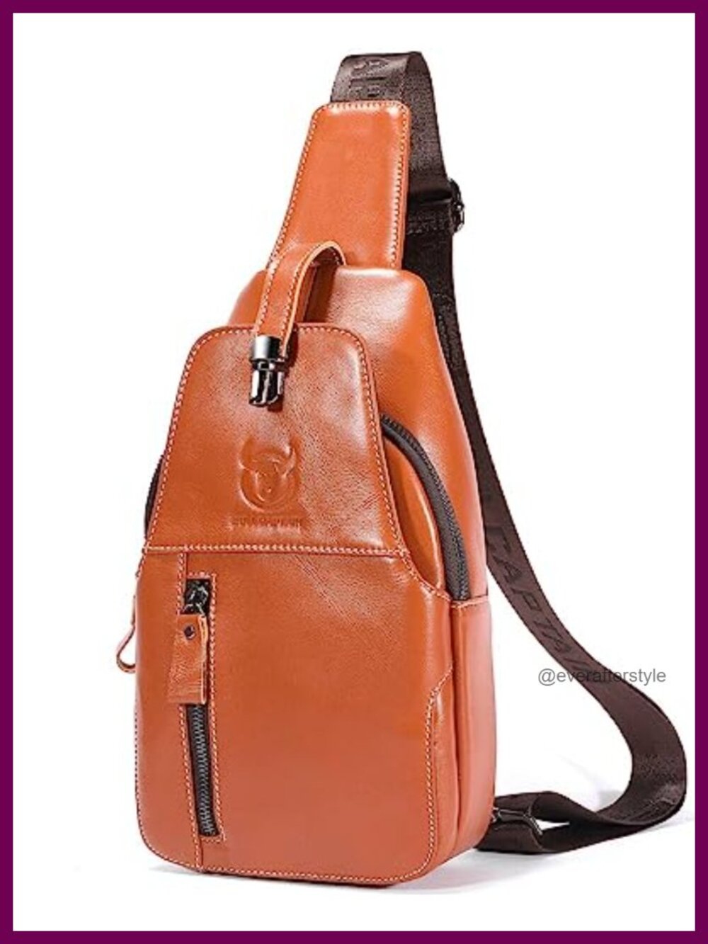 Genuine Leather Sling Bag Crossbody Backpack USB Charging Casual Daypack